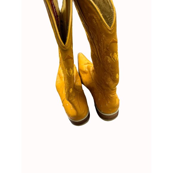 Potrero men’s leather orange western cowboy boots shoes size 8 SKU 4283 main image 7